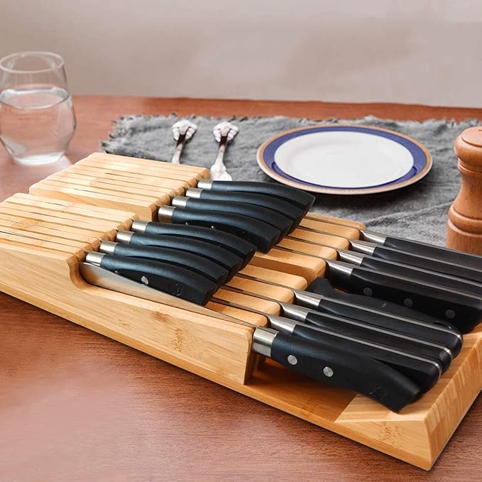 Bamboo In-Drawer Knife Block Set For 16 Knives factory