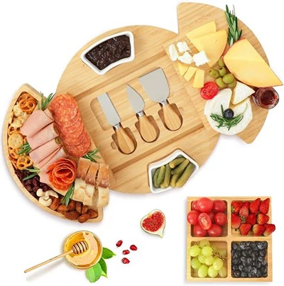 Bambŵ Bwrdd Caws Charcuterie Mawr