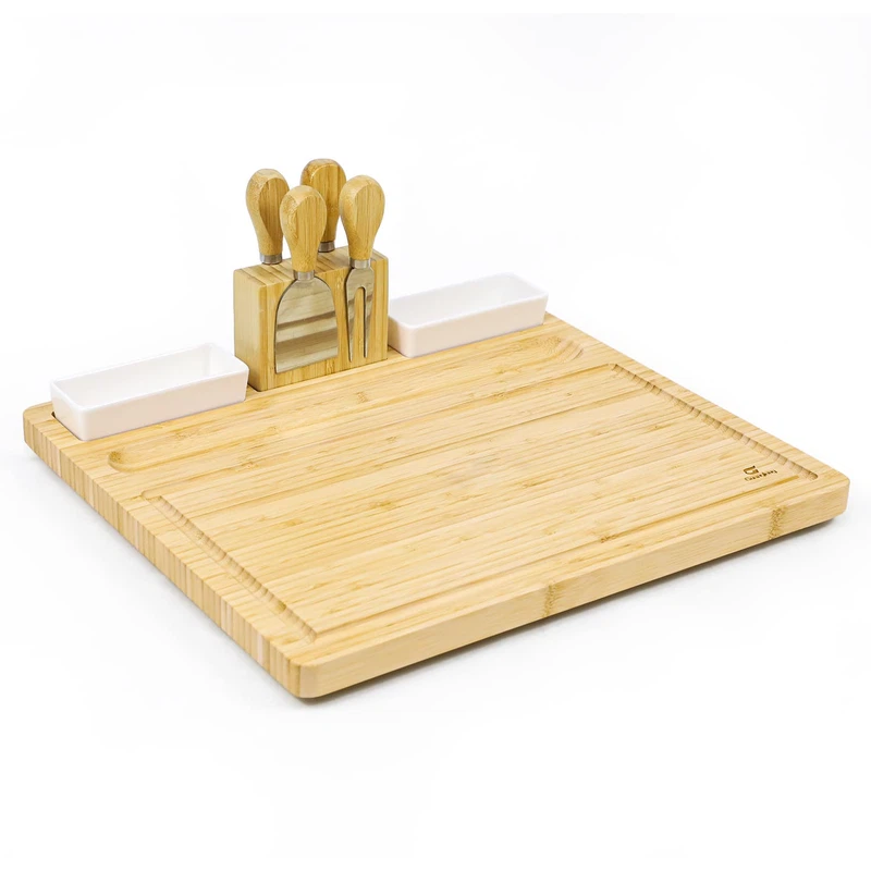 Bamboo Cheese Board Knife Set With Magnetic Holder 10 Bamboo Cheese Board Knife Set With Magnetic Holder 10